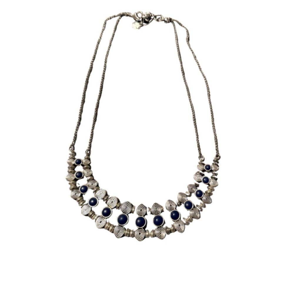 ✨ Lucky Brand Silver Boho-Chic Necklace with Blue Stones ✨